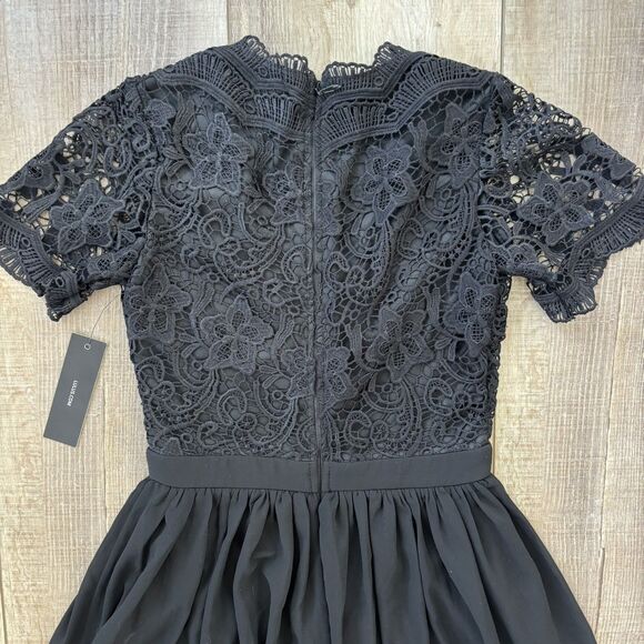 NWT Lulus Black Lace Skater Dress Sz XS LBD Crochet Lace Mini Angel in Disguise - Picture 10 of 14